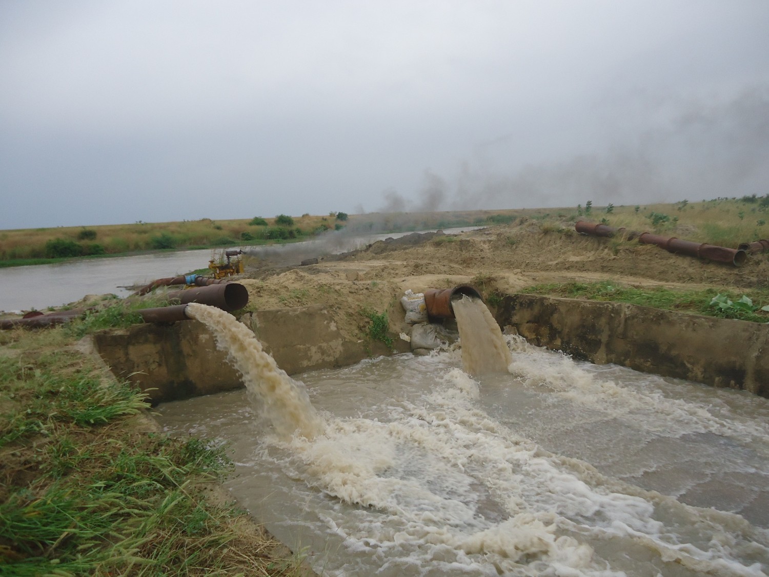 Hydraflo Pump discharging Water to Distribution Basin in one of the Small Schemes
